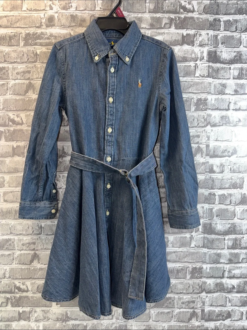 Ralph Lauren Indigo Denim Shirt Dress with Tie Belt